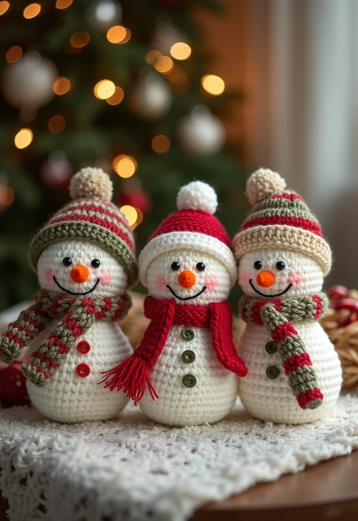 Christmas Crochet Patterns Free: Festive Guide for Handmade Decor with 22 Inspiring Creations - 16. Crochet Snowman Decorations