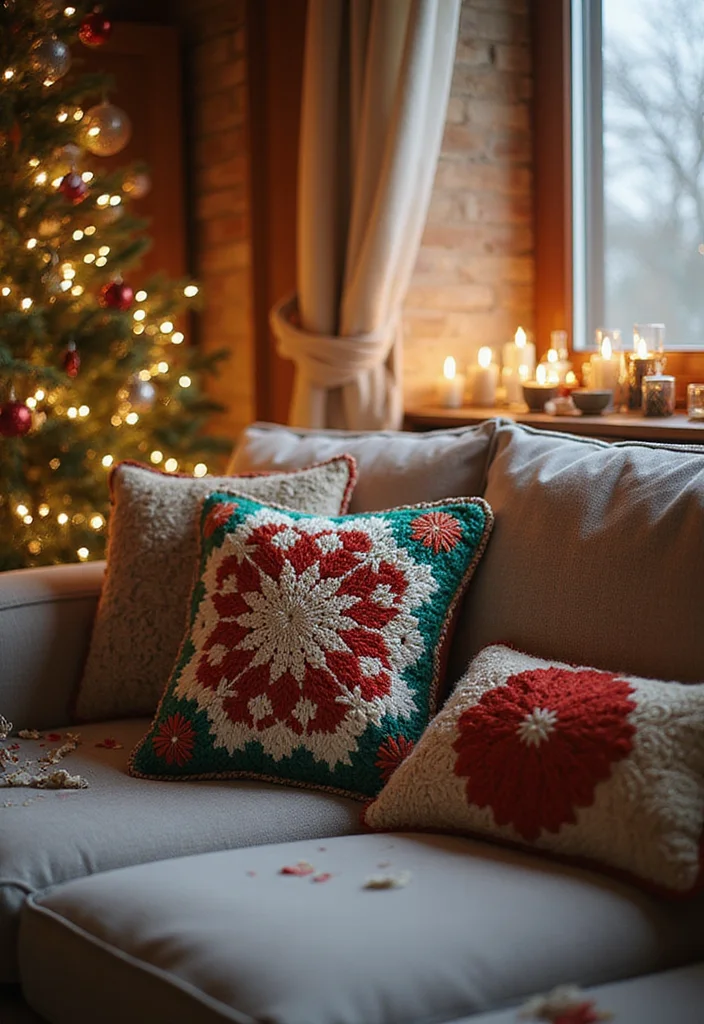Christmas Crochet Patterns Free: Festive Guide for Handmade Decor with 22 Inspiring Creations - 17. Crochet Holiday Pillows