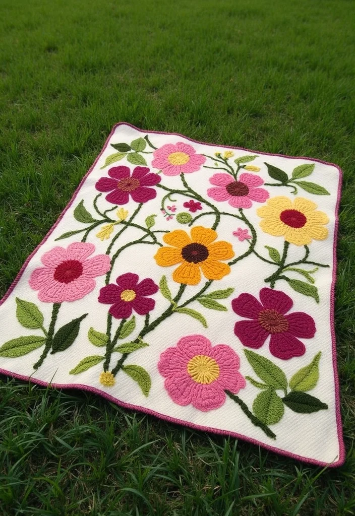 Crochet Afghan Patterns Free: Ultimate Guide for Cozy and Colorful Afghans with 22 Delightful Ideas - 6. Flower Garden Afghan