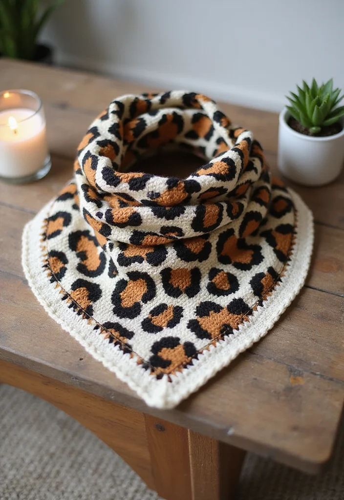 Crochet Bandana Pattern Free: Step-by-Step Guide to Trendy Bandanas with 22 Variations - 10. Animal Print Bandana