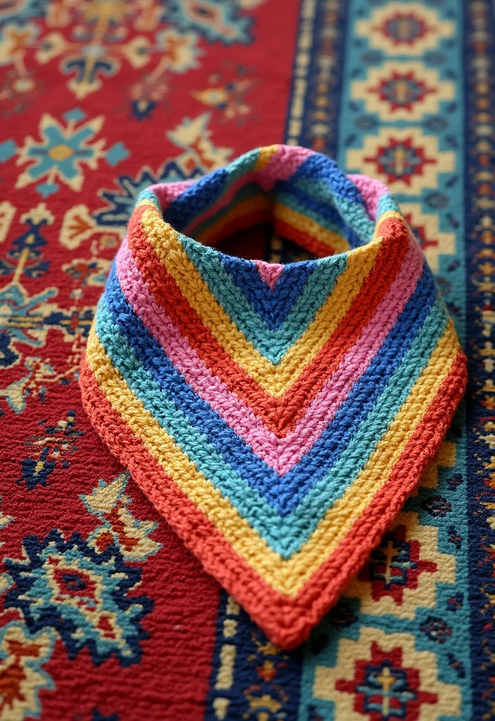 Crochet Bandana Pattern Free: Step-by-Step Guide to Trendy Bandanas with 22 Variations - 6. Striped Bandana
