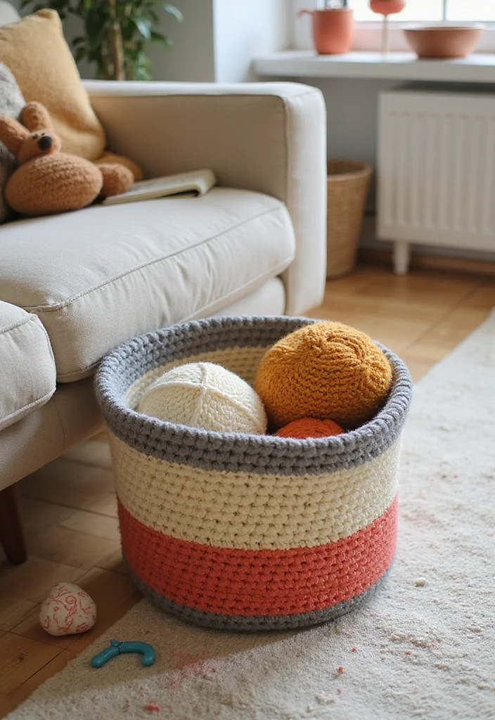 Crochet Basket Pattern Free: How to Make Practical and Stylish Baskets with 22 Visual Examples - 13. Multi-Purpose Crochet Basket: Versatile and Functional