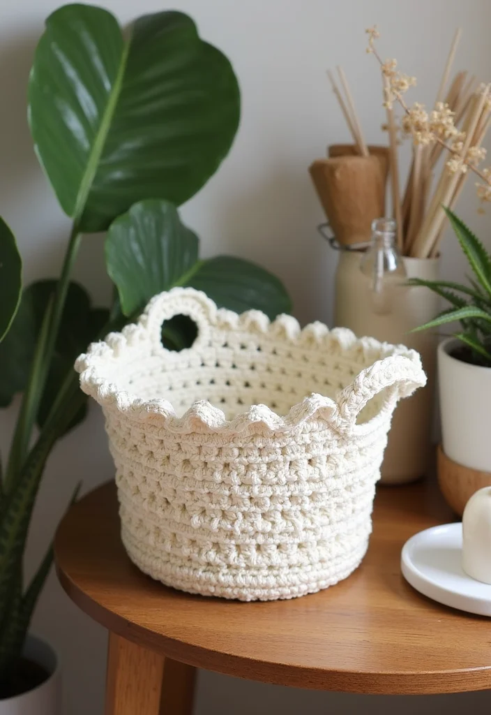 Crochet Basket Pattern Free: How to Make Practical and Stylish Baskets with 22 Visual Examples - 17. Crochet Basket with an Edge: Adding Flair