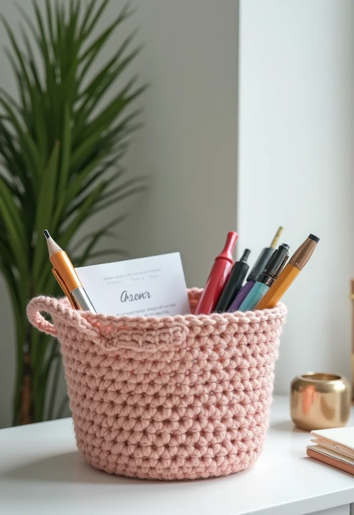 Crochet Basket Pattern Free: How to Make Practical and Stylish Baskets with 22 Visual Examples - 19. Crochet Basket for the Office: Organizational Charm