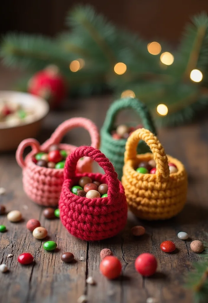 Crochet Basket Pattern Free: How to Make Practical and Stylish Baskets with 22 Visual Examples - 4. Mini Crochet Baskets: Ideal for Gift Wrapping