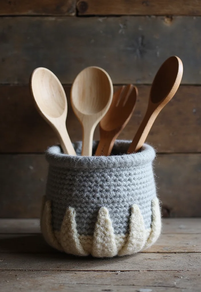 Crochet Basket Pattern Free: How to Make Practical and Stylish Baskets with 22 Visual Examples - 9. Felted Crochet Basket: A Durable Option