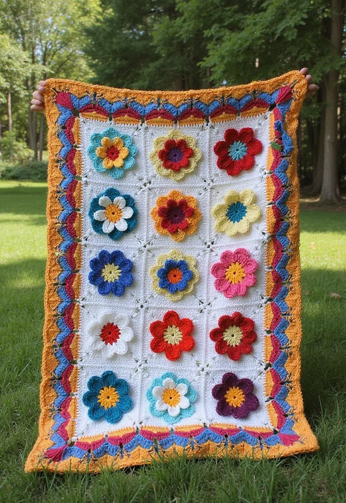 Crochet Blanket Patterns Free: Ultimate Guide for Cozy Blankets with 22 Beautiful Examples - 16. The Flower Granny Square Blanket