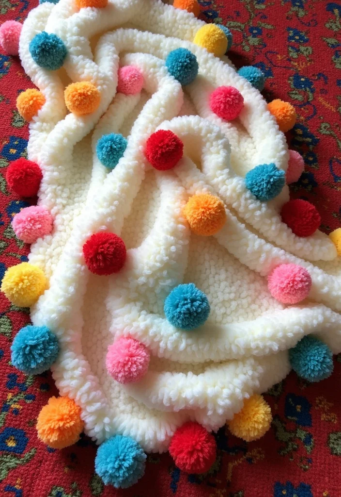 Crochet Blanket Patterns Free: Ultimate Guide for Cozy Blankets with 22 Beautiful Examples - 19. The Pom Pom Blanket