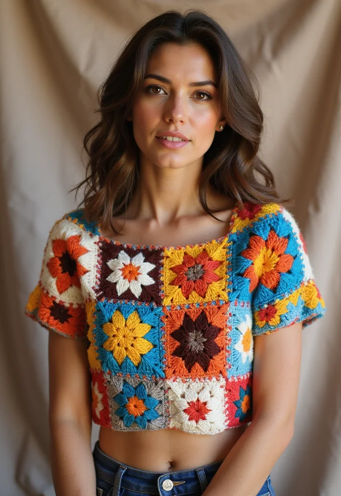Crochet Blouse Free Pattern: Stylish Guide to Handmade Tops with 22 Elegant Designs - 1. The Classic Granny Square Blouse