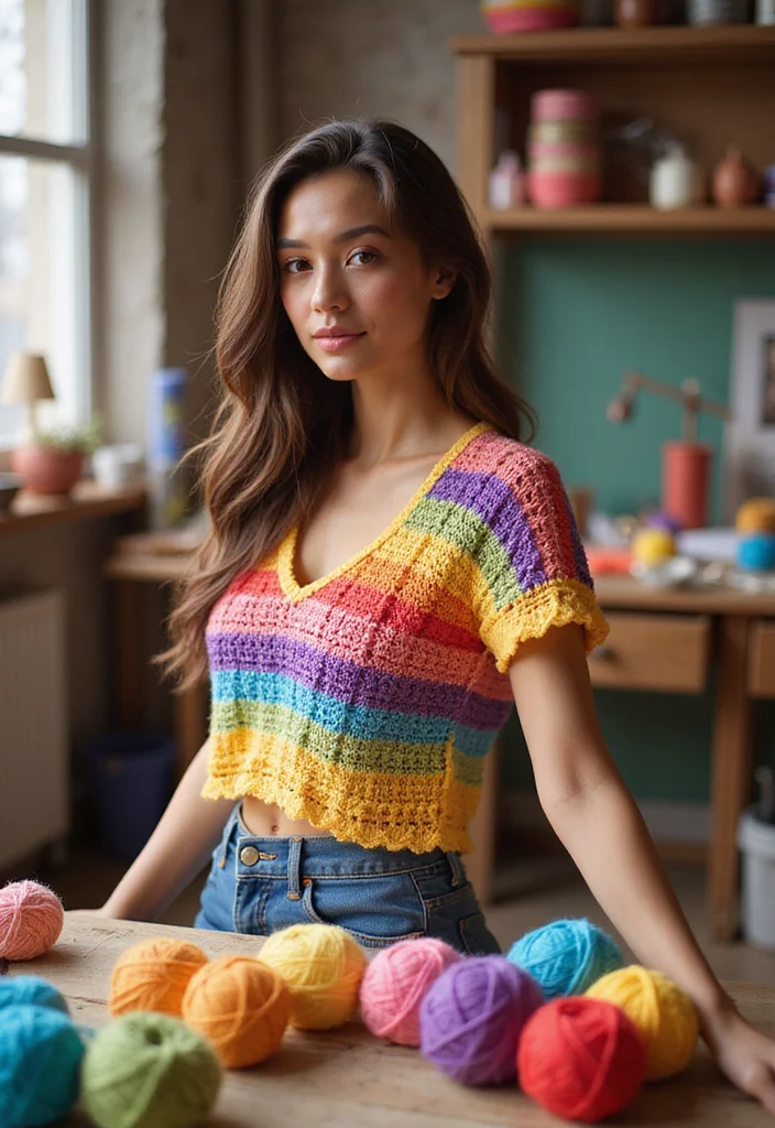 Crochet Blouse Free Pattern: Stylish Guide to Handmade Tops with 22 Elegant Designs - 11. Color-Blocked Creations