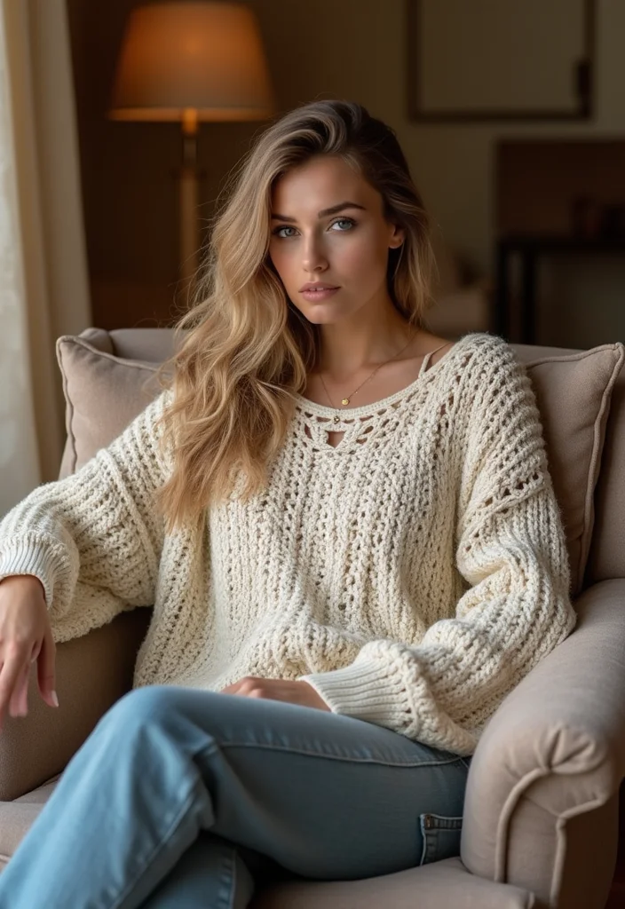 Crochet Blouse Free Pattern: Stylish Guide to Handmade Tops with 22 Elegant Designs - 12. Oversized Cozy Top