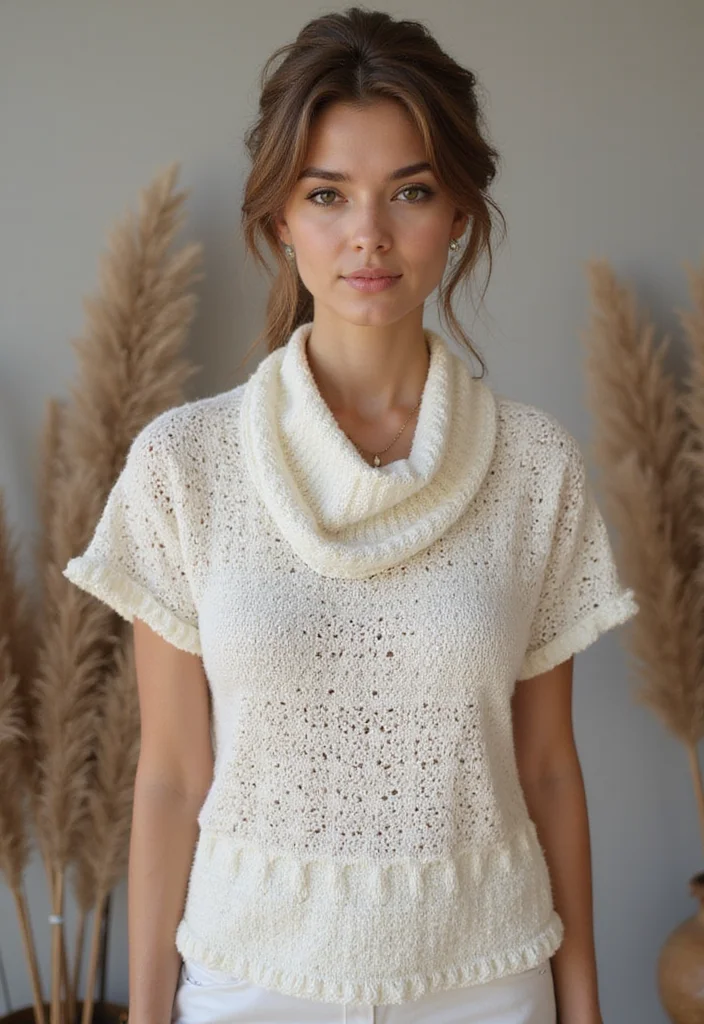 Crochet Blouse Free Pattern: Stylish Guide to Handmade Tops with 22 Elegant Designs - 15. Elegant Cowl Neck Top