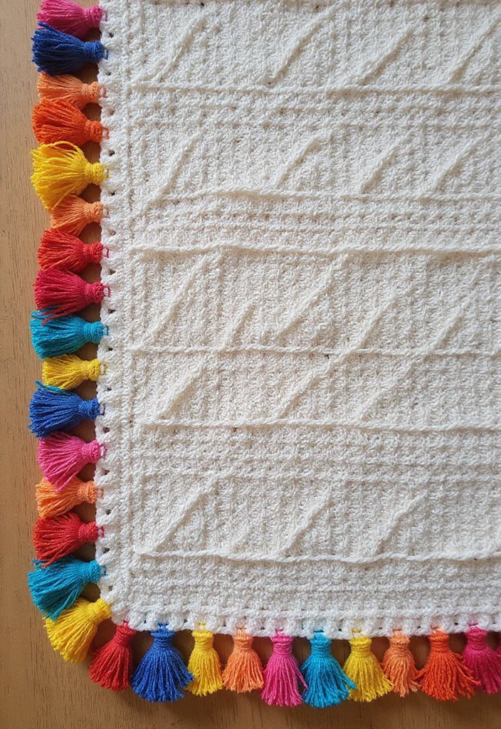 Crochet Borders for Blankets: Guide to Beautiful Edges with 22 Inspiring Ideas - 13. Tassel Border