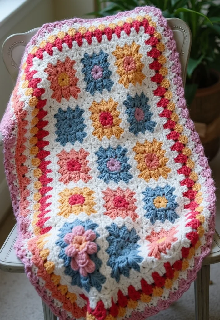 Crochet Borders for Blankets: Guide to Beautiful Edges with 22 Inspiring Ideas - 9. Granny Square Border