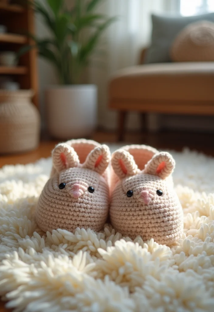 Crochet Bunny Pattern Free: Fun Guide for Adorable Bunny Projects with 22 Cute Designs - 10. Bunny Slippers