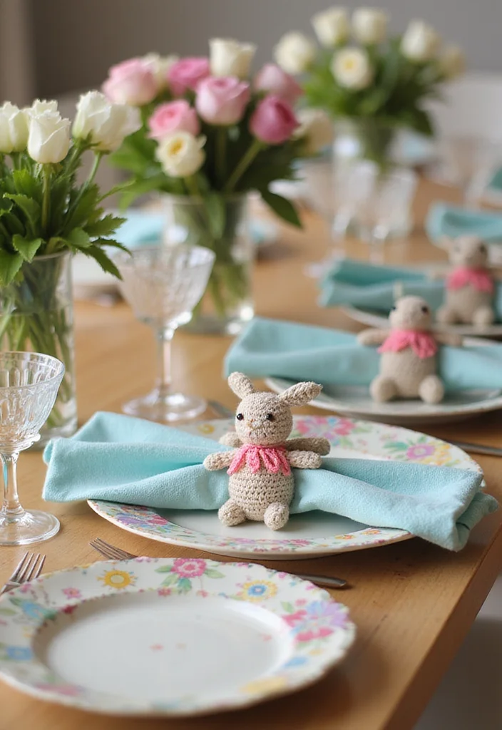 Crochet Bunny Pattern Free: Fun Guide for Adorable Bunny Projects with 22 Cute Designs - 11. Bunny Napkin Rings