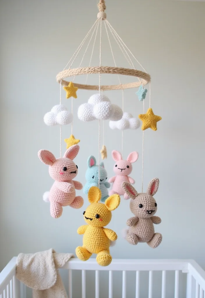 Crochet Bunny Pattern Free: Fun Guide for Adorable Bunny Projects with 22 Cute Designs - 15. Bunny Mobile