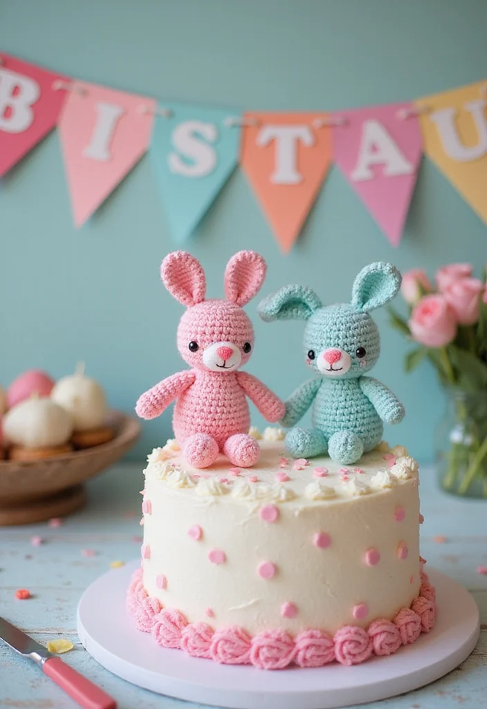 Crochet Bunny Pattern Free: Fun Guide for Adorable Bunny Projects with 22 Cute Designs - 17. Bunny Cake Toppers