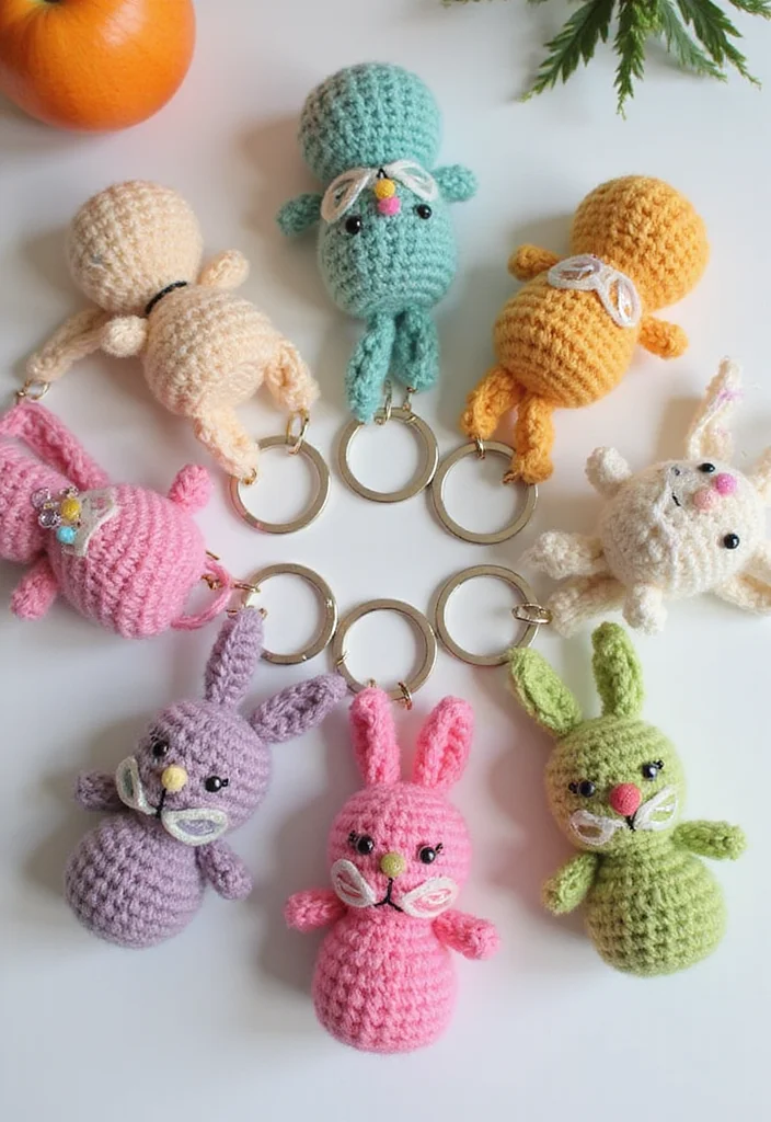 Crochet Bunny Pattern Free: Fun Guide for Adorable Bunny Projects with 22 Cute Designs - 18. Bunny Keychains