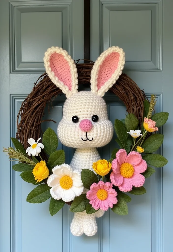 Crochet Bunny Pattern Free: Fun Guide for Adorable Bunny Projects with 22 Cute Designs - 4. Bunny Wreath