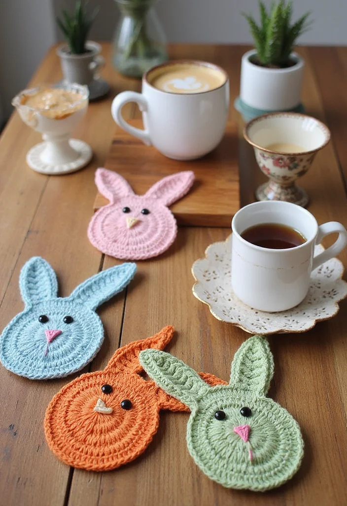 Crochet Bunny Pattern Free: Fun Guide for Adorable Bunny Projects with 22 Cute Designs - 5. Bunny Coasters