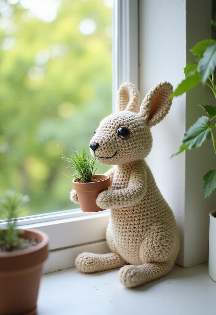 Crochet Bunny Pattern Free: Fun Guide for Adorable Bunny Projects with 22 Cute Designs - 9. Bunny Plant Holder