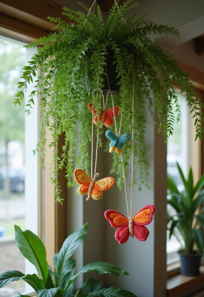 Crochet Butterfly Free Pattern: Easy Guide to Elegant Butterfly Creations with 22 Ideas - 2. Butterfly Plant Hangers