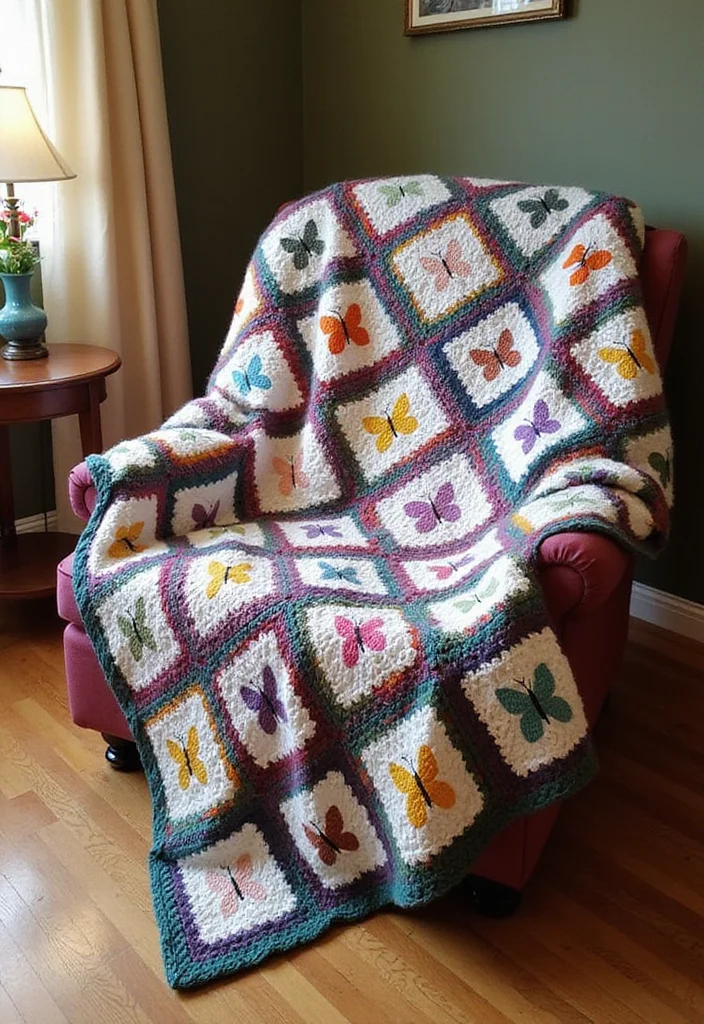 Crochet Butterfly Free Pattern: Easy Guide to Elegant Butterfly Creations with 22 Ideas - 20. Butterfly Quilt Squares
