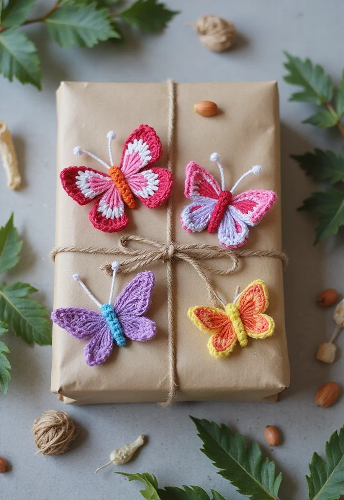 Crochet Butterfly Free Pattern: Easy Guide to Elegant Butterfly Creations with 22 Ideas - 21. Butterfly Gift Wrap