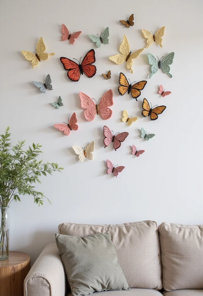 Crochet Butterfly Free Pattern: Easy Guide to Elegant Butterfly Creations with 22 Ideas - 7. Butterfly Wall Hangings