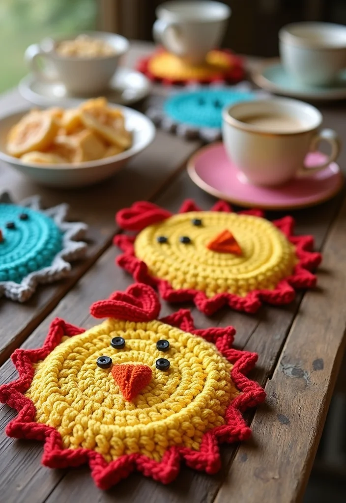 Crochet Chicken Pattern Free: Step-by-Step Guide to Adorable Chicken Projects - 11. Chicken Coaster Set