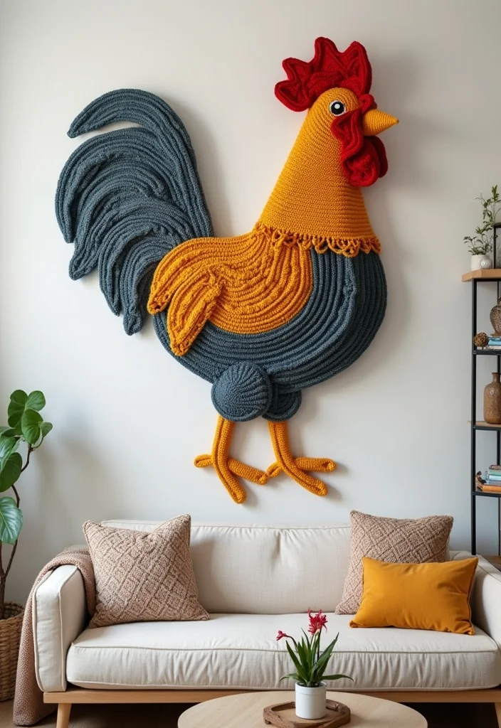 Crochet Chicken Pattern Free: Step-by-Step Guide to Adorable Chicken Projects - 19. Crochet Chicken Wall Hanging