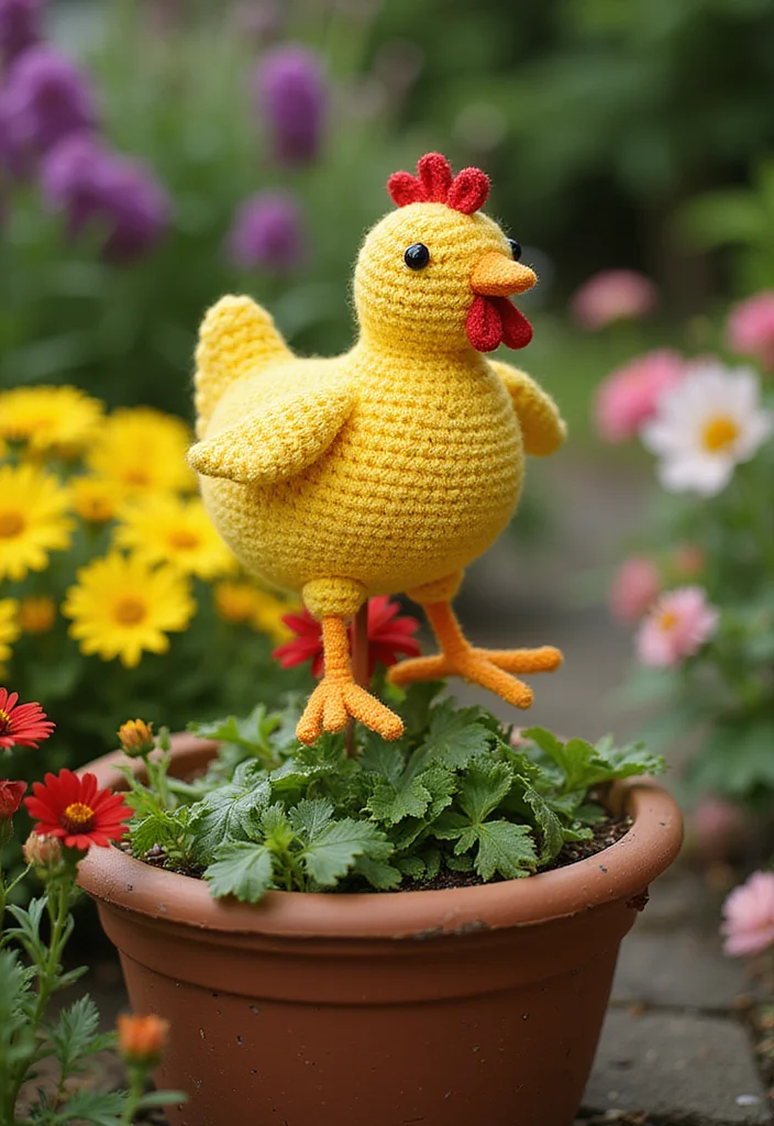 Crochet Chicken Pattern Free: Step-by-Step Guide to Adorable Chicken Projects - 20. Crochet Chicken Garden Stake