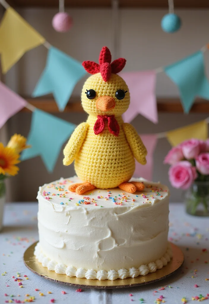 Crochet Chicken Pattern Free: Step-by-Step Guide to Adorable Chicken Projects - 22. Chicken Cake Topper
