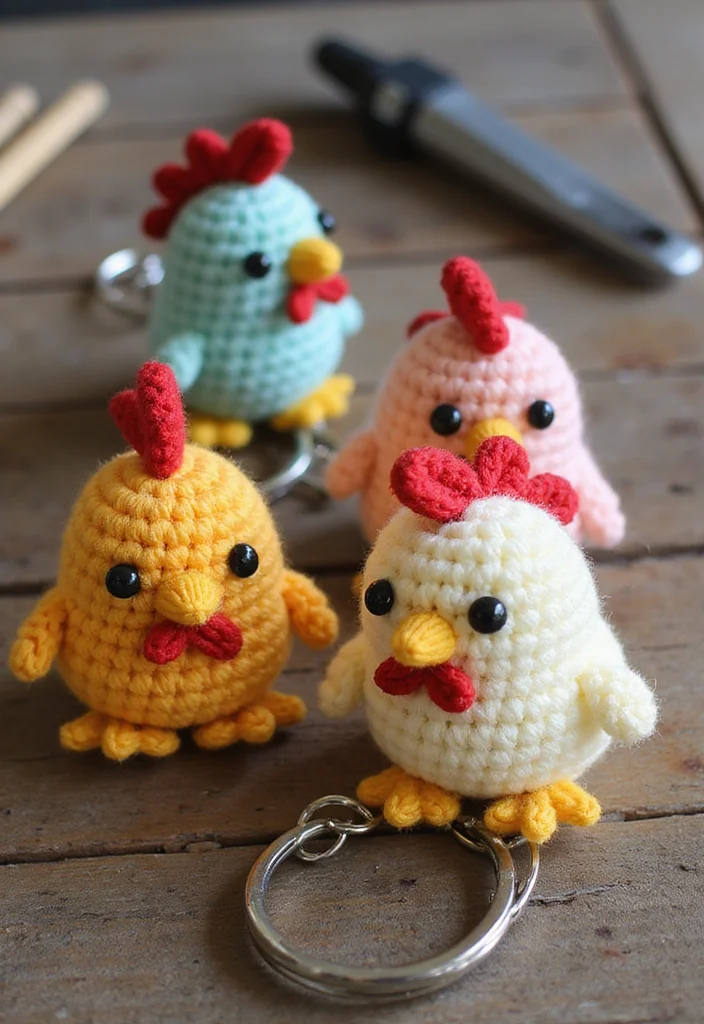 Crochet Chicken Pattern Free: Step-by-Step Guide to Adorable Chicken Projects - 6. Miniature Crochet Chicken Keychains