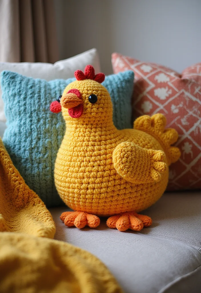Crochet Chicken Pattern Free: Step-by-Step Guide to Adorable Chicken Projects - 7. Crochet Chicken Pillow