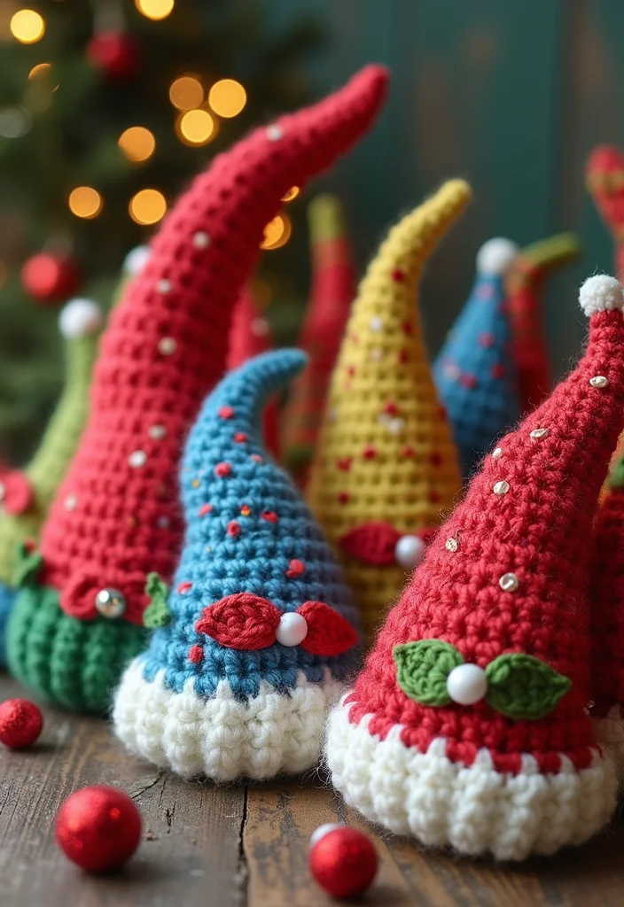 Crochet Christmas Ornaments Free: Festive Guide to Handmade Decorations with 22 Creative Designs - 12. Adorable Crochet Elf Hats