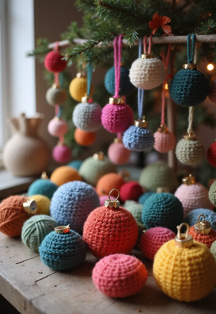 Crochet Christmas Ornaments Free: Festive Guide to Handmade Decorations with 22 Creative Designs - 13. Unique Crochet Ornaments with Upcycled Yarn