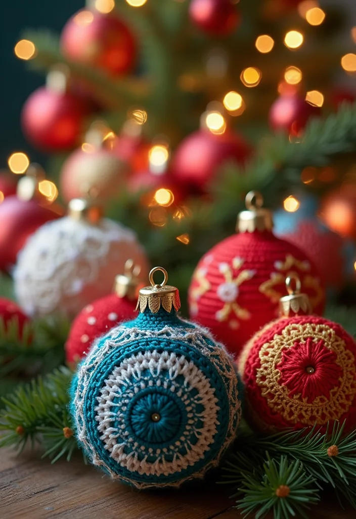 Crochet Christmas Ornaments Free: Festive Guide to Handmade Decorations with 22 Creative Designs - 19. Colorful Crochet Baubles with a Twist