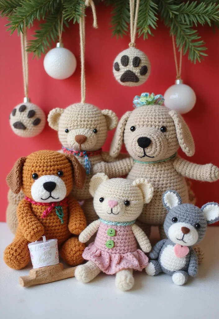 Crochet Christmas Ornaments Free: Festive Guide to Handmade Decorations with 22 Creative Designs - 20. Festive Crochet Ornaments for Pet Lovers