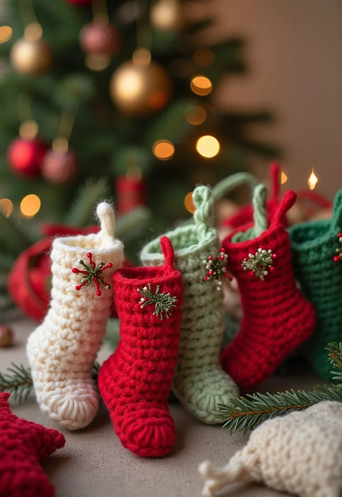 Crochet Christmas Ornaments Free: Festive Guide to Handmade Decorations with 22 Creative Designs - 7. Adorably Mini Crochet Stockings