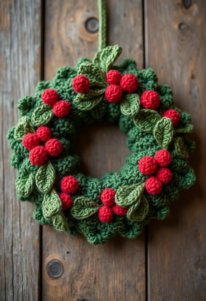 Crochet Christmas Ornaments Free: Festive Guide to Handmade Decorations with 22 Creative Designs - 8. Festive Crochet Christmas Wreath