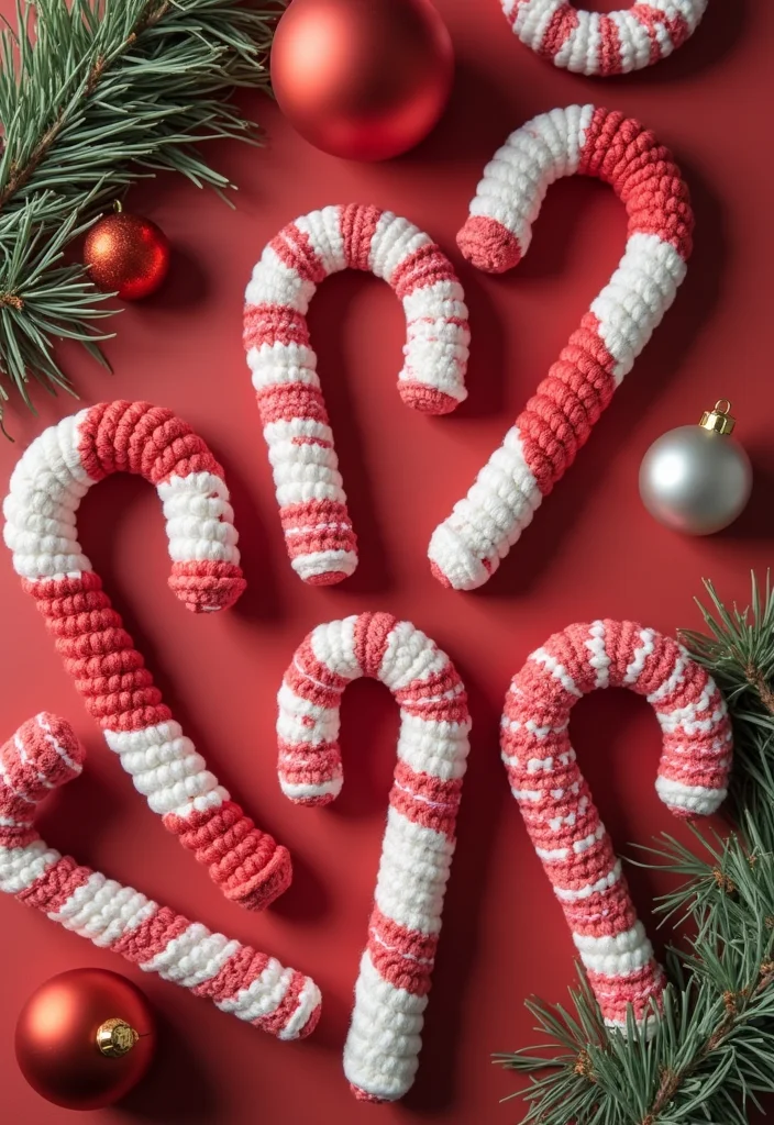 Crochet Christmas Ornaments Free: Festive Guide to Handmade Decorations with 22 Creative Designs - 9. Colorful Crochet Candy Canes