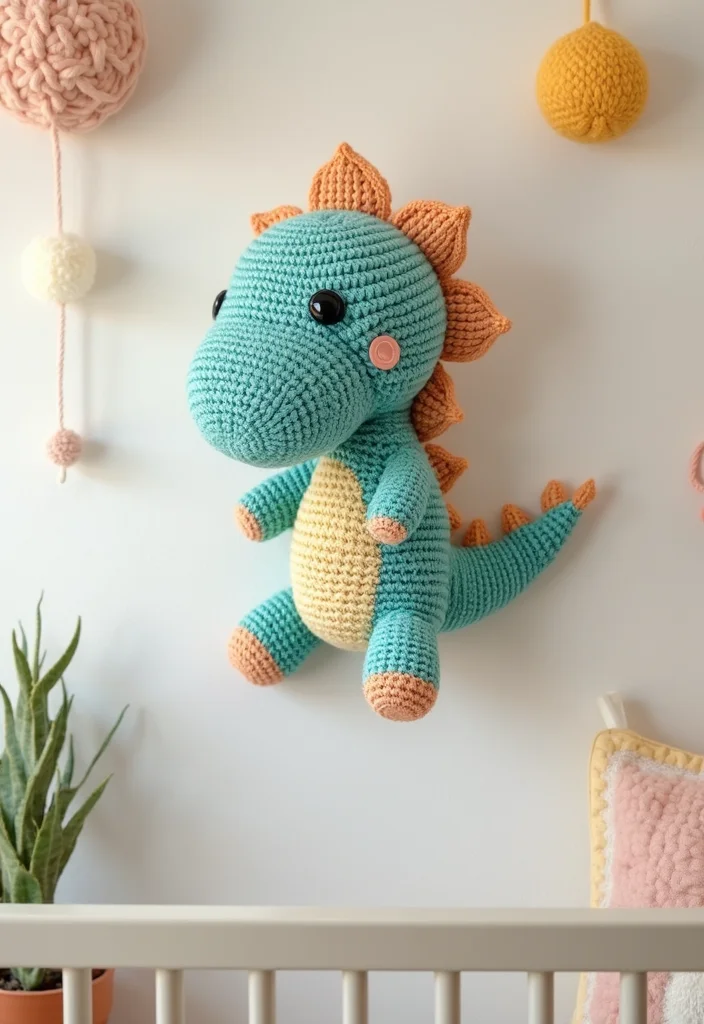 Crochet Dinosaur Pattern Free: Fun Guide for Prehistoric Projects with 22 Cute Designs - 10. Bright Baby Dinosaur