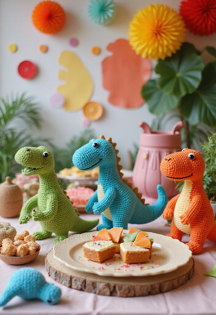Crochet Dinosaur Pattern Free: Fun Guide for Prehistoric Projects with 22 Cute Designs - 17. Dino Party Decor