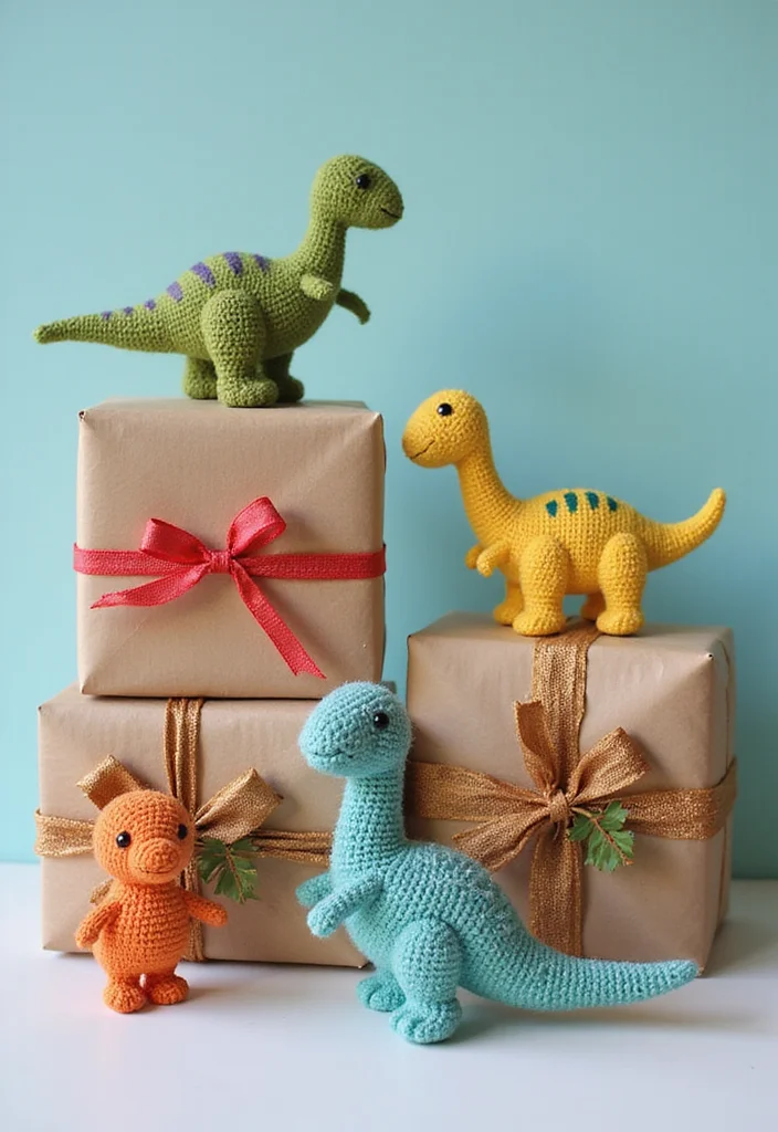 Crochet Dinosaur Pattern Free: Fun Guide for Prehistoric Projects with 22 Cute Designs - 19. Dino-Themed Gift Wrap
