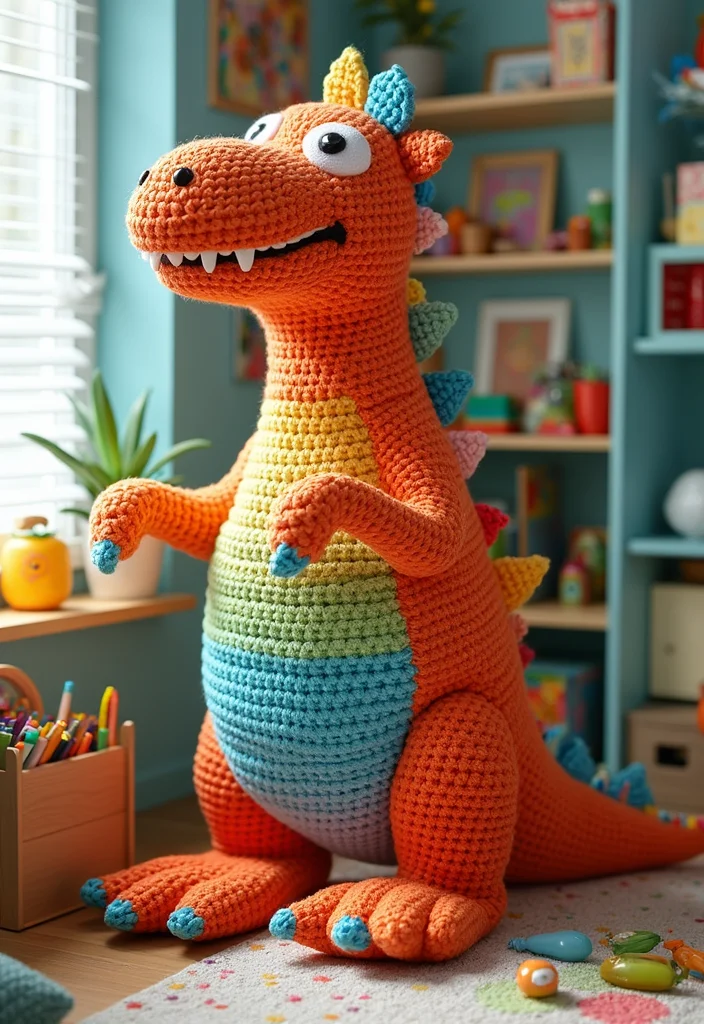 Crochet Dinosaur Pattern Free: Fun Guide for Prehistoric Projects with 22 Cute Designs - 22. Dino-Themed Storage Solutions