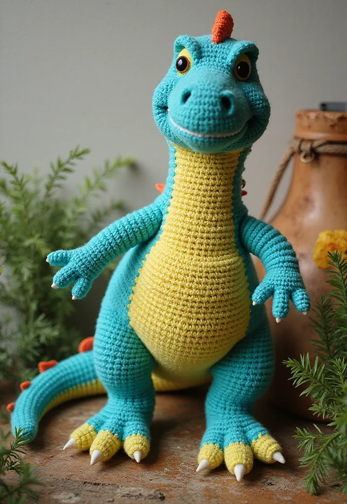 Crochet Dinosaur Pattern Free: Fun Guide for Prehistoric Projects with 22 Cute Designs - 7. Playful Velociraptor