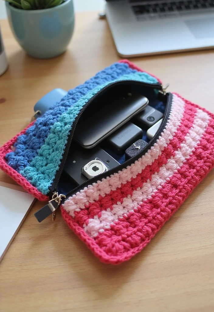 Crochet Gifts for Men: Friendly Guide to Handmade Presents with 22 Unique Ideas - 20. Crochet Tech Accessory Pouches
