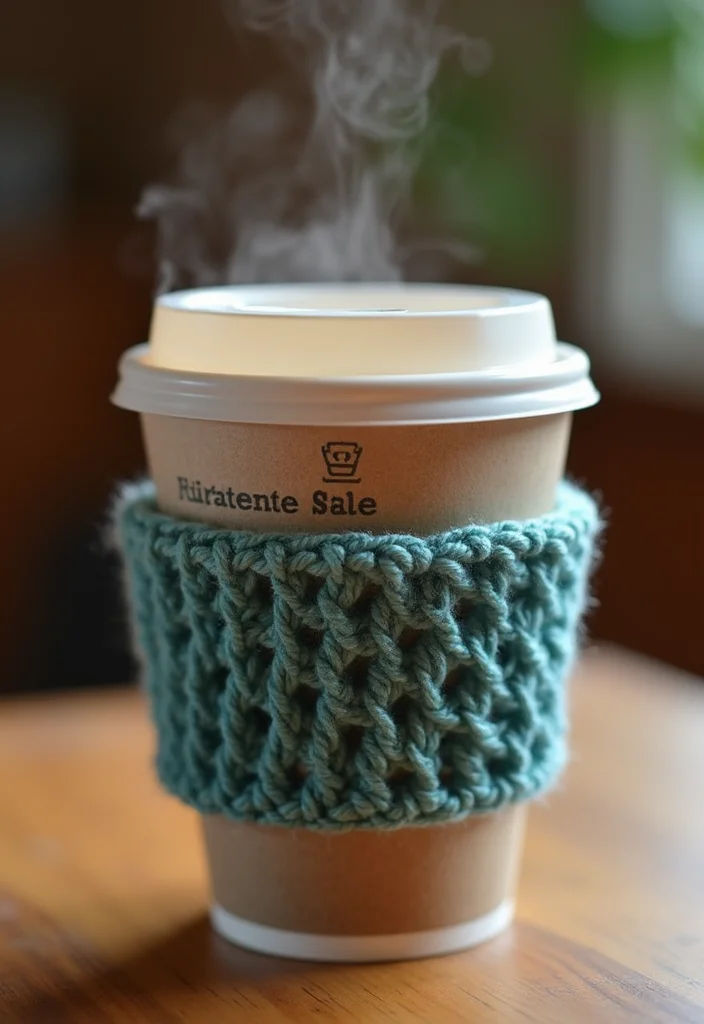 Crochet Gifts for Men: Friendly Guide to Handmade Presents with 22 Unique Ideas - 6. Coffee Cup Sleeve